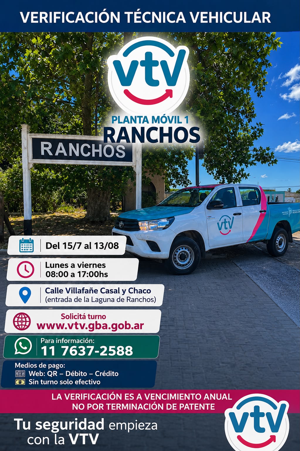 Atención Ranchos -Del 15 de Julio al 13 de Agosto llega la VTV móvil a nuestra ciudad. Atención Ranchos -Del 15 de Julio al 13 de Agosto llega la VTV móvil a nuestra ciudad.